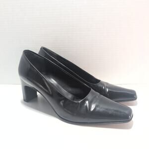 Vintage Lady C. Made In Italy Leather Square Toe Block Heels Women's 10